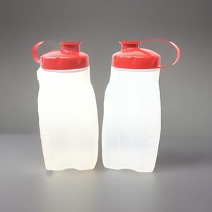 Rubbermaid 1 Qt 32 Oz Water Bottle Container Red Lid Made In USA Lot Of 2